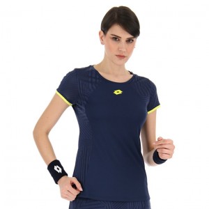 Camiseta Lotto Superrapida W V Mujer Azules Oscuro Amarillo | GG332373L7