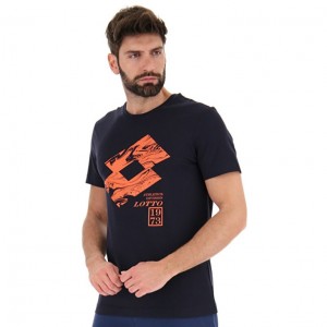 Camiseta Lotto Tee Losanga V Hombre Azul Marino Azules | MM050895M5
