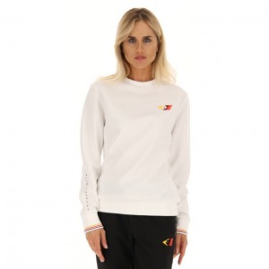 Sudadera Lotto Athletica Classic W V Crewneck RN Mujer Blancas | SR587258X5