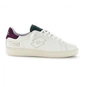 Zapatillas Lotto Autograph Suede Hombre Blancas Moradas Verde Menta | HI210311Y3