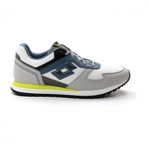 Zapatillas Running Lotto Runner Plus '95 AMF V Hombre Blancas Azules Gris | GQ816761I4