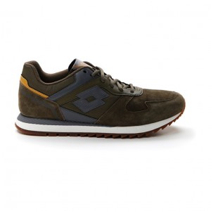 Zapatillas Running Lotto Runner Plus '95 IV SUE Hombre Verde Oliva Oscuro Gris Oscuro | UL952495Y7