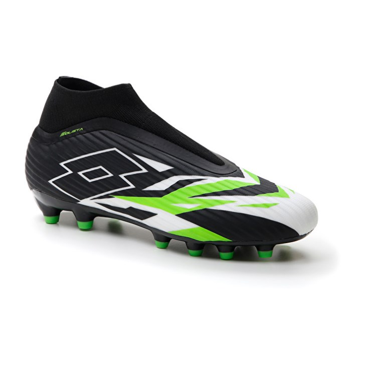 Botas de Futbol Lotto Solista 300 VI Gravity FG Hombre Negras Blancas Verde | DZ765156Z4