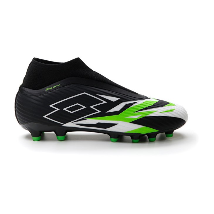 Botas de Futbol Lotto Solista 300 VI Gravity FG Hombre Negras Blancas Verde | DZ765156Z4