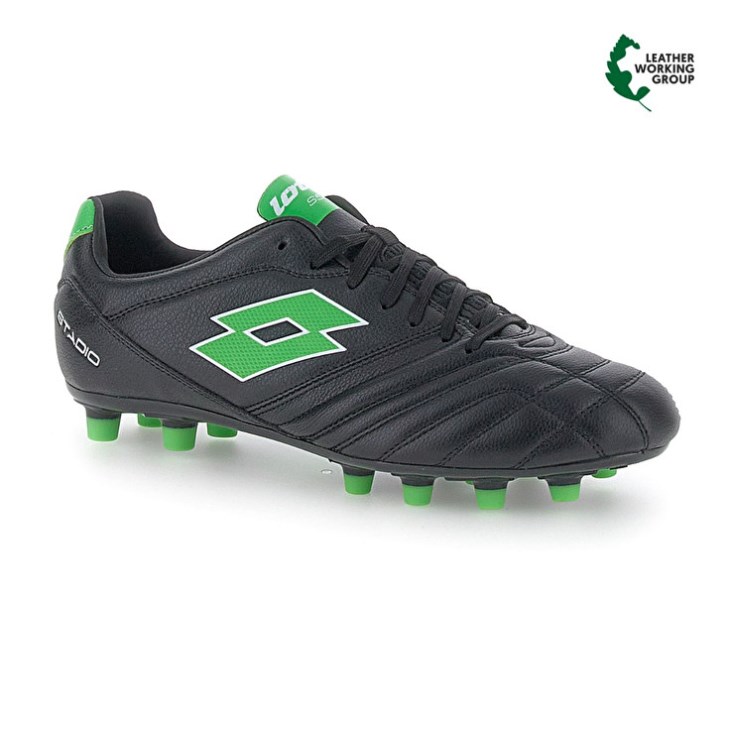 Botas de Futbol Lotto Stadio 300 III FG 50 Hombre Negras Verde | BY683868Y4