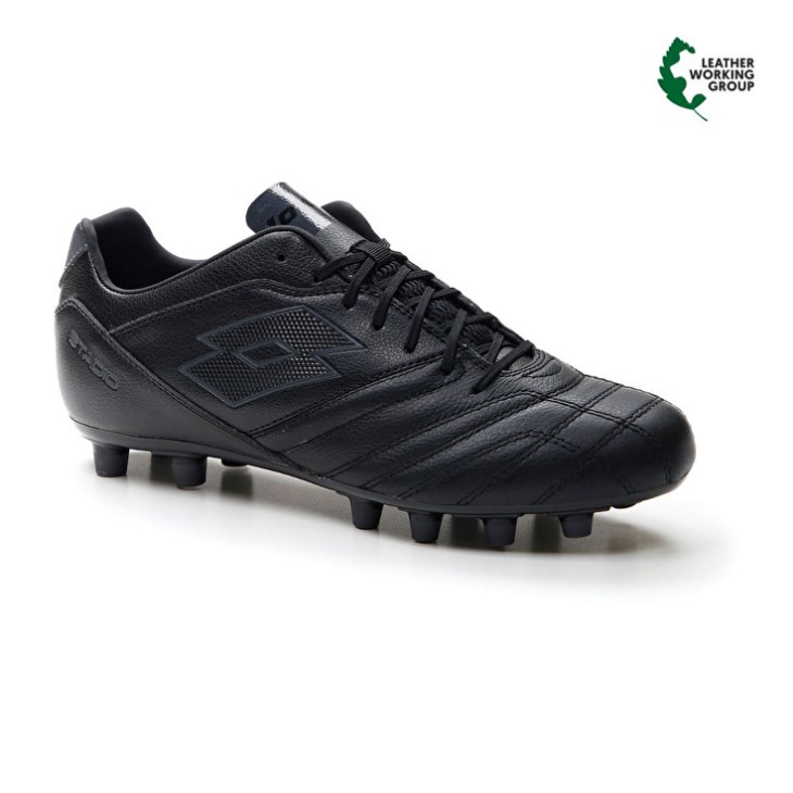 Botas de Futbol Lotto Stadio 300 III FG Hombre Negras Gris Oscuro | TG889038M5