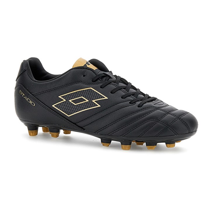 Botas de Futbol Lotto Stadio 705 FG Hombre Negras Doradas Claro | DT693889Y4