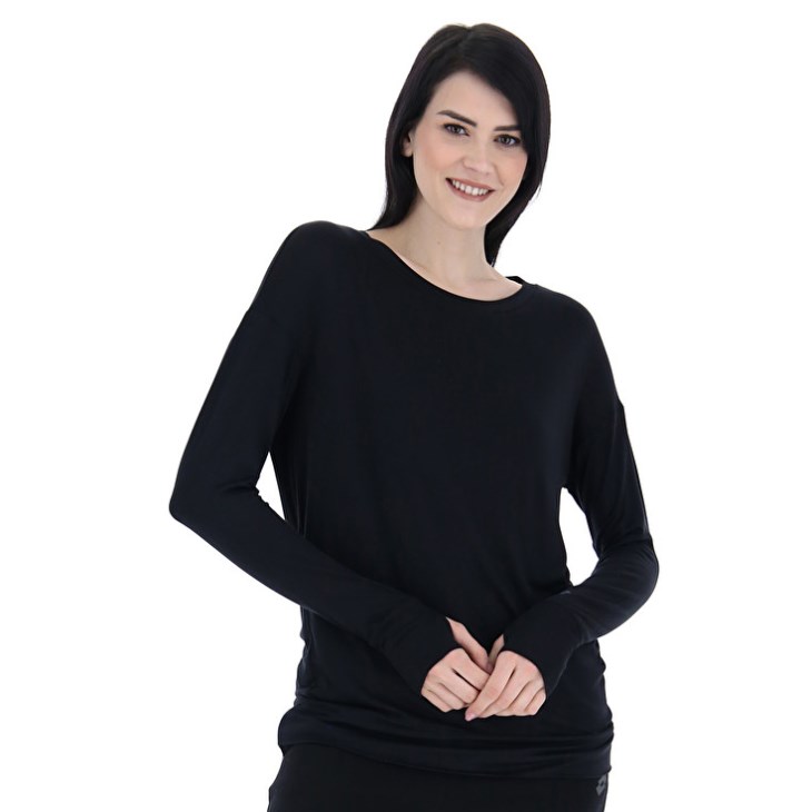 Camiseta Lotto Dinamico W V LS VI Mujer Negras | UK676887N0