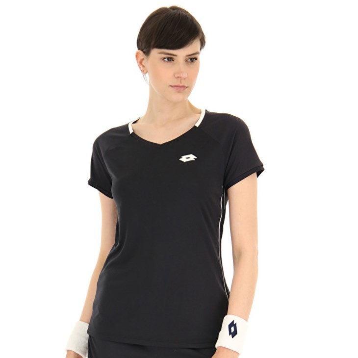 Camiseta Lotto Squadra W II PL Mujer Negras | NT925322K3