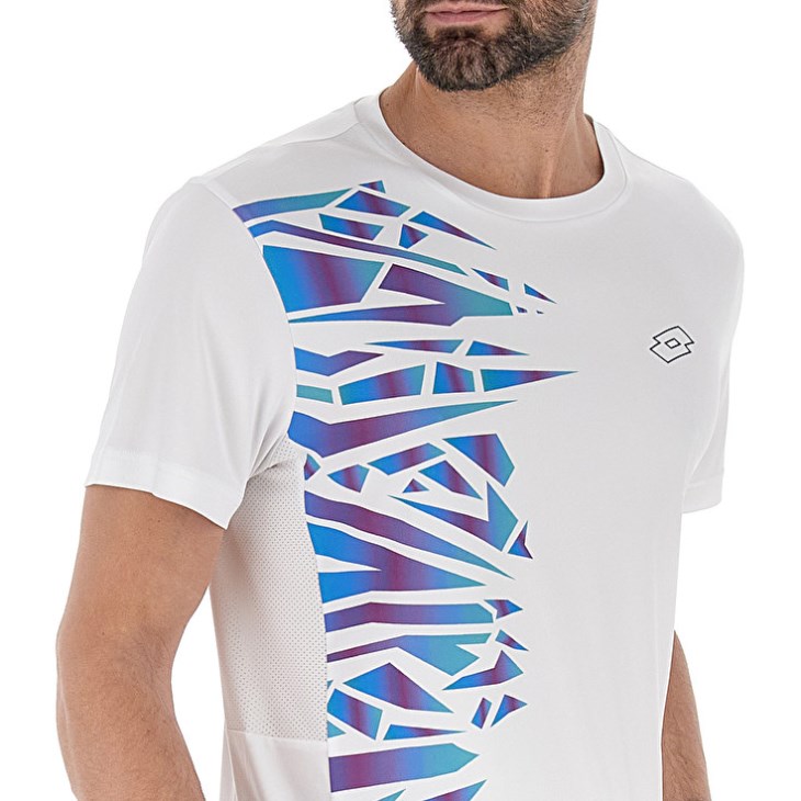 Camiseta Lotto Tech II D3 Hombre Blancas Azules | PH944114U1