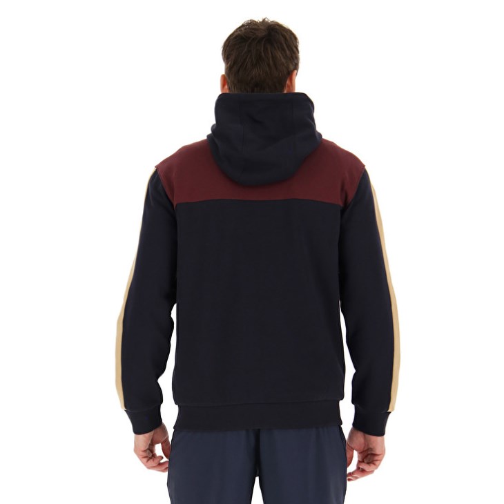 Sudadera con Capucha Lotto Athletica LG III Zip FZ HD FL Hombre Negras Rojas Oscuro | XS035263Q3