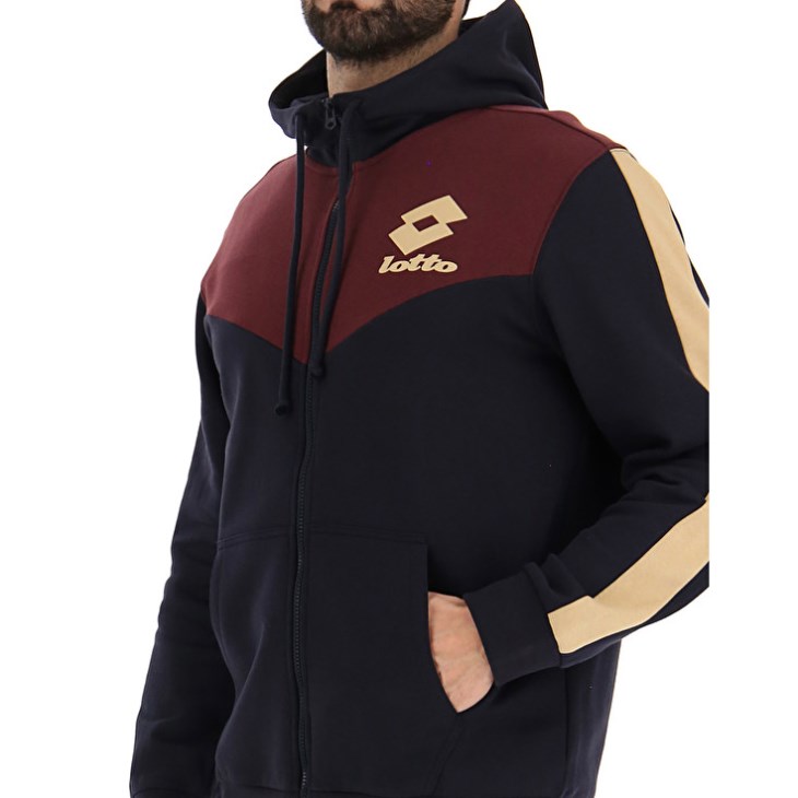 Sudadera con Capucha Lotto Athletica LG III Zip FZ HD FL Hombre Negras Rojas Oscuro | XS035263Q3