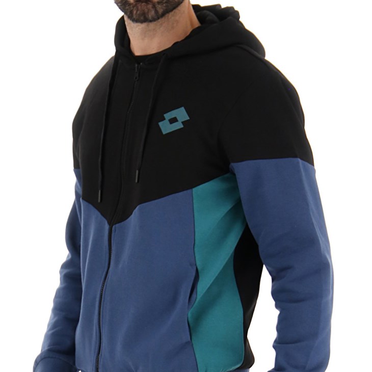 Sudadera con Capucha Lotto Athletica Plus II Sweat FZ HD Hombre Negras Azul Marino | DE877007W4