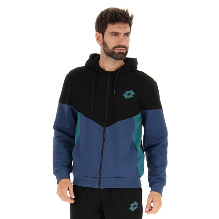 Sudadera con Capucha Lotto Athletica Plus II Sweat FZ HD Hombre Negras Azul Marino | DE877007W4