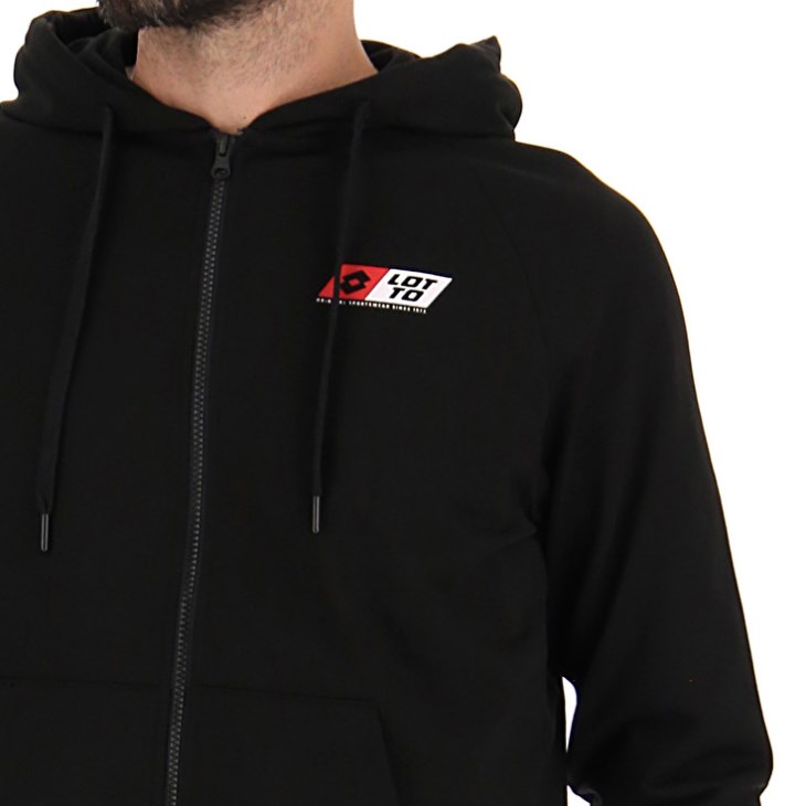 Sudadera con Capucha Lotto Logo Uno Sweat FZ HD Hombre Negras | ST535743V8