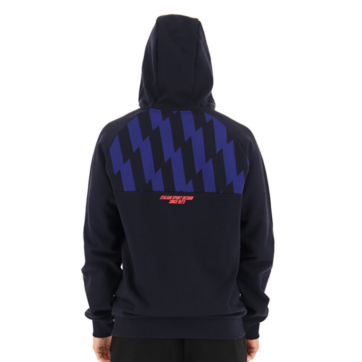 Sudadera con Capucha Lotto Logo VI Sweat HD FL Hombre Negras Azules | WM860446H0