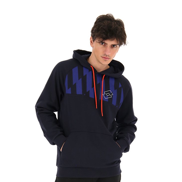 Sudadera con Capucha Lotto Logo VI Sweat HD FL Hombre Negras Azules | WM860446H0
