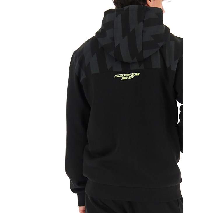 Sudadera con Capucha Lotto Logo VI Zip FZ HD FL Hombre Negras | EJ990649L8