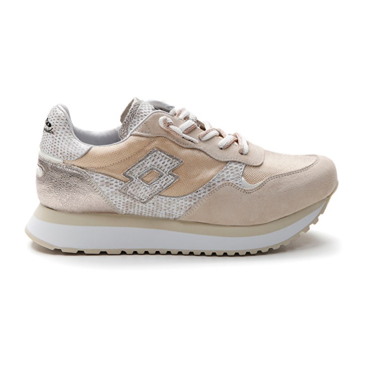 Zapatillas Lotto Tokyo Wedge II Shiny W Mujer Blancas Doradas | WY185098W7