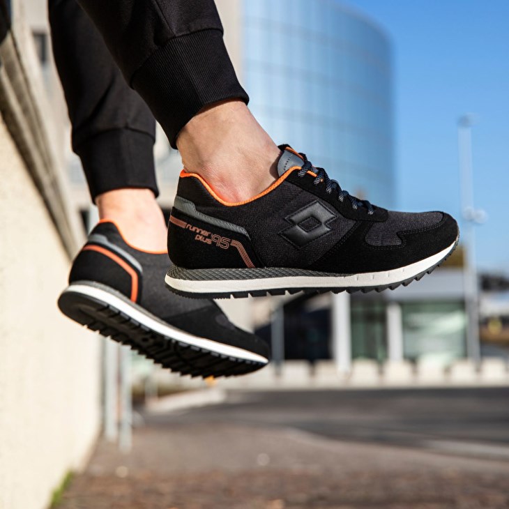 Zapatillas Running Lotto Runner '95 AMF Hombre Negras Gris | EK239863A5