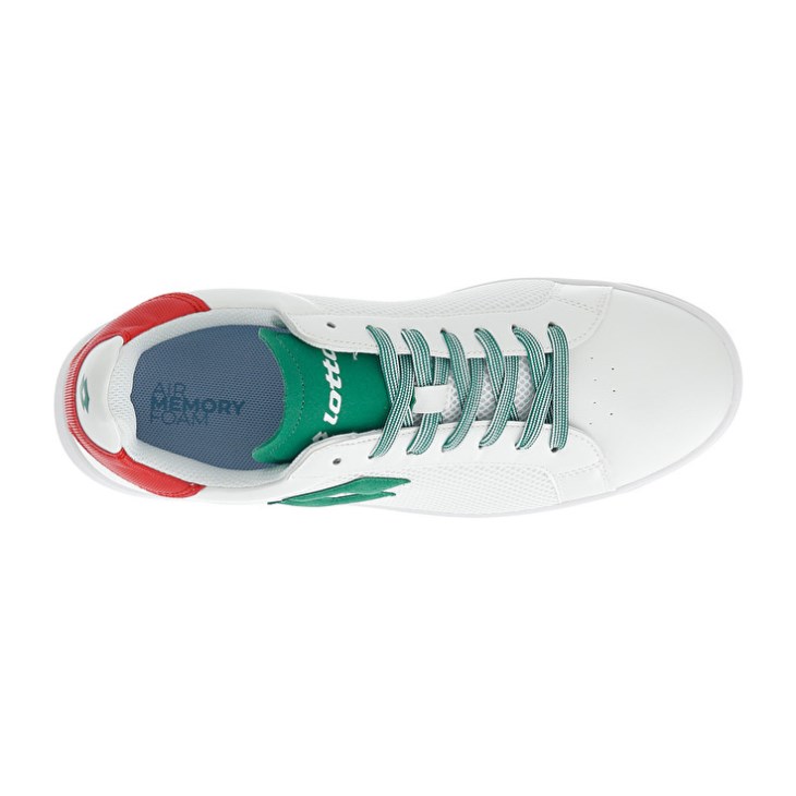 Zapatillas Tenis Lotto 1973 AMF NET Hombre Blancas Verde Rojas | RD741794W0
