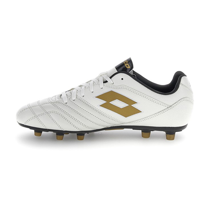 Zapatos De Fútbol Lotto Stadio 300 III FG Hombre Blancas Doradas | YH890569L6
