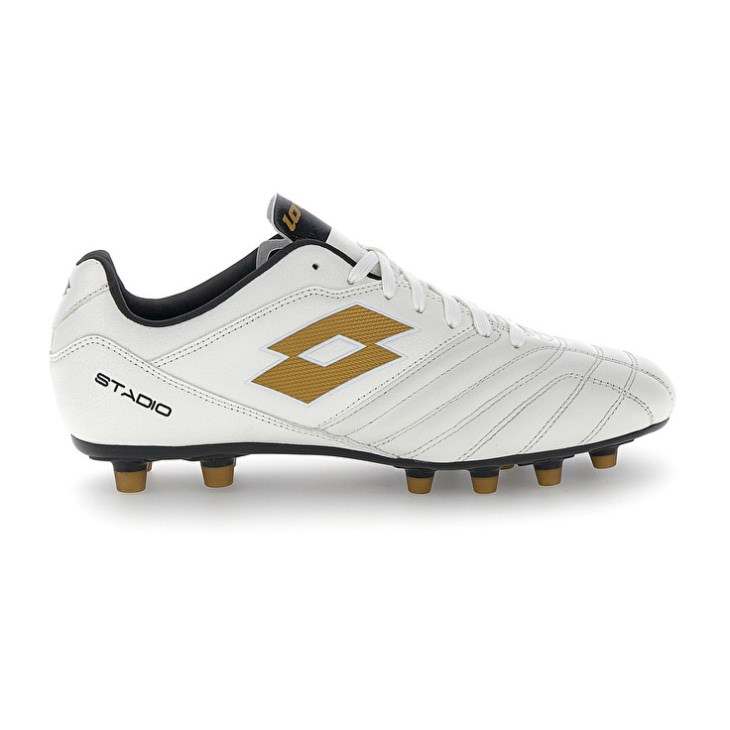 Zapatos De Fútbol Lotto Stadio 300 III FG Hombre Blancas Doradas | YH890569L6